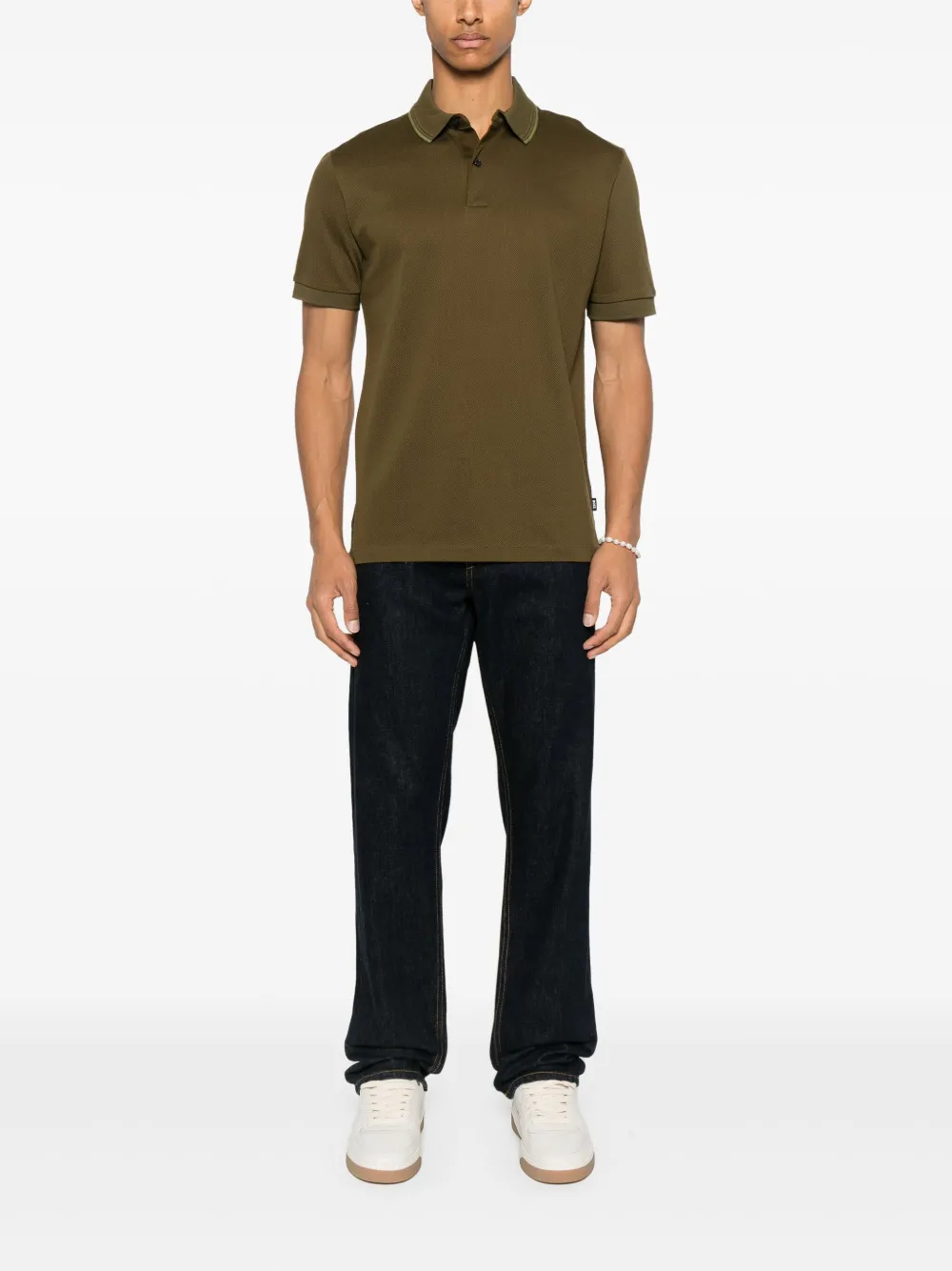 BOSS textured polo shirt - Groen