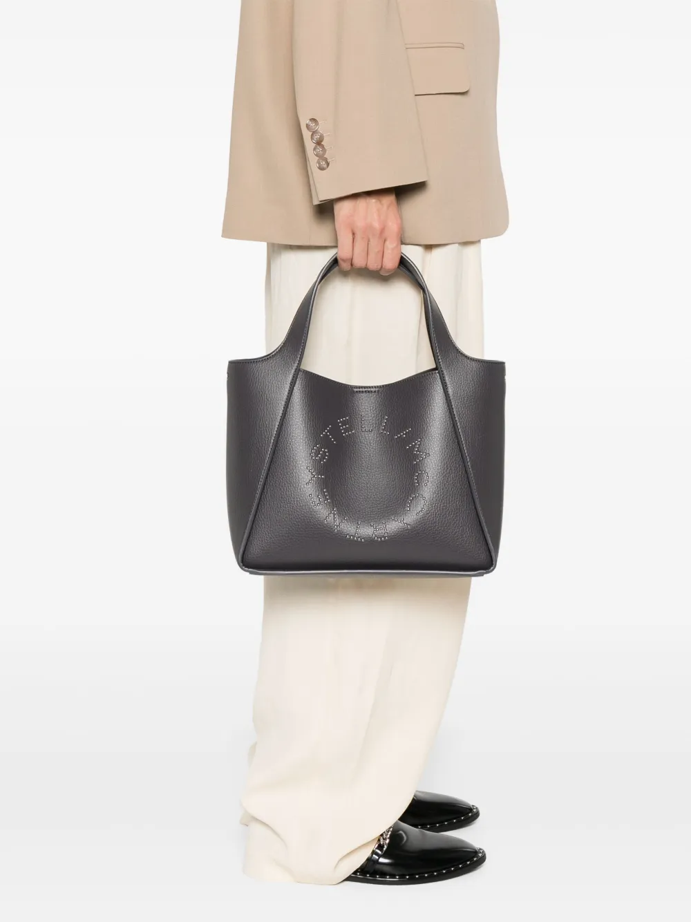 Stella McCartney Shopper met geperforeerd logo Grijs