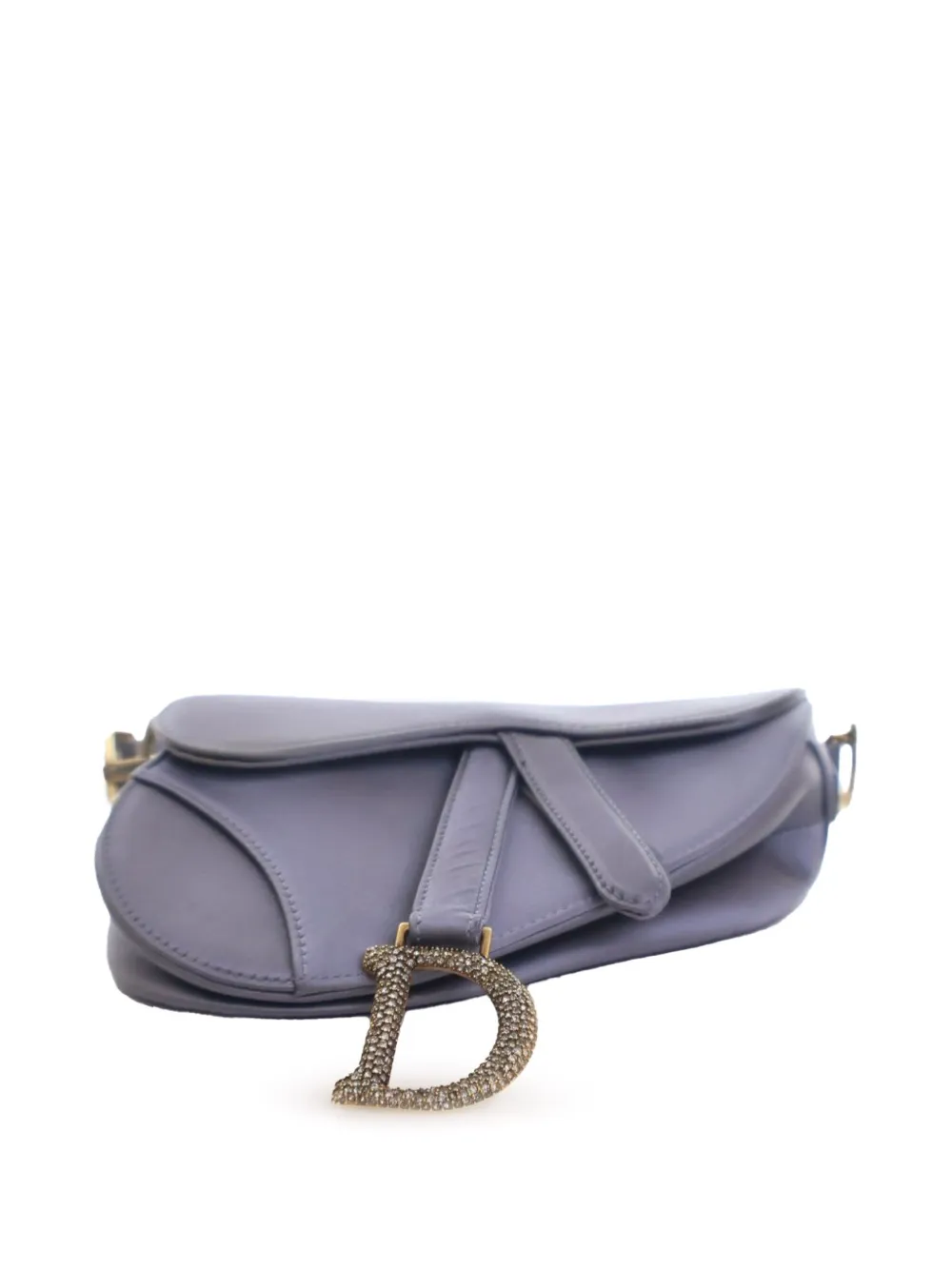 Pre-owned Dior 2000-2024 Mini Satin Crystal Embellished Saddle Satchel