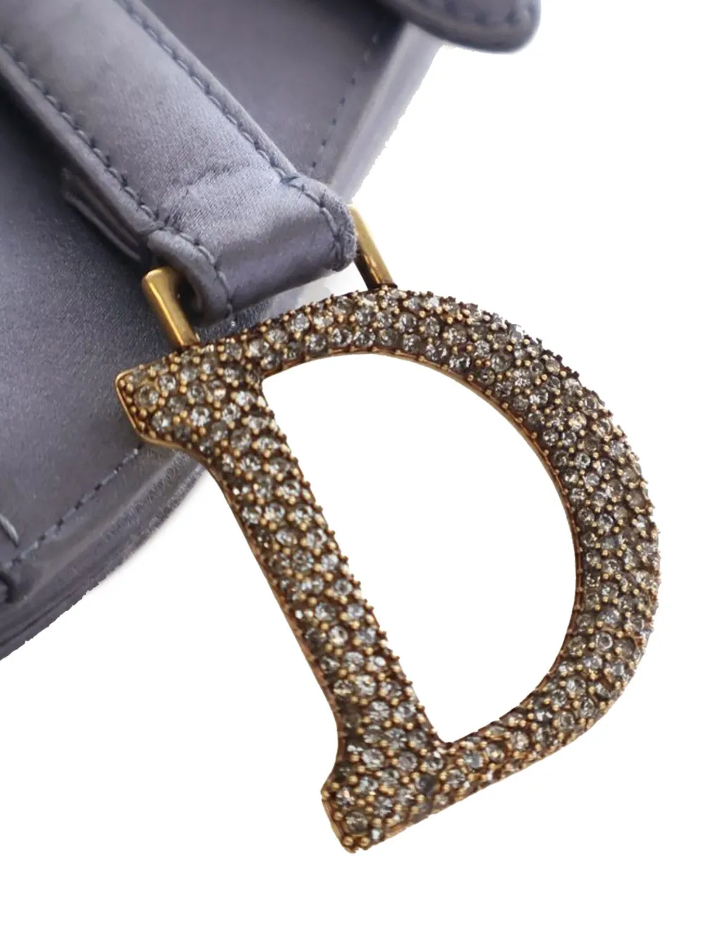 Pre-owned Dior 2000-2024 Mini Satin Crystal Embellished Saddle Satchel