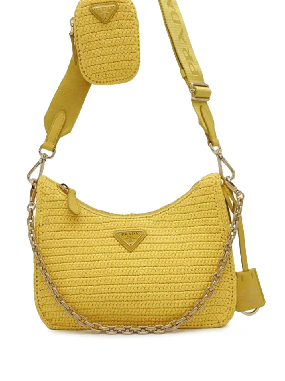 Prada Pre-Owned 2019-2025 Raffia Re-Edition 2005 satchel | amarillo | Image 1