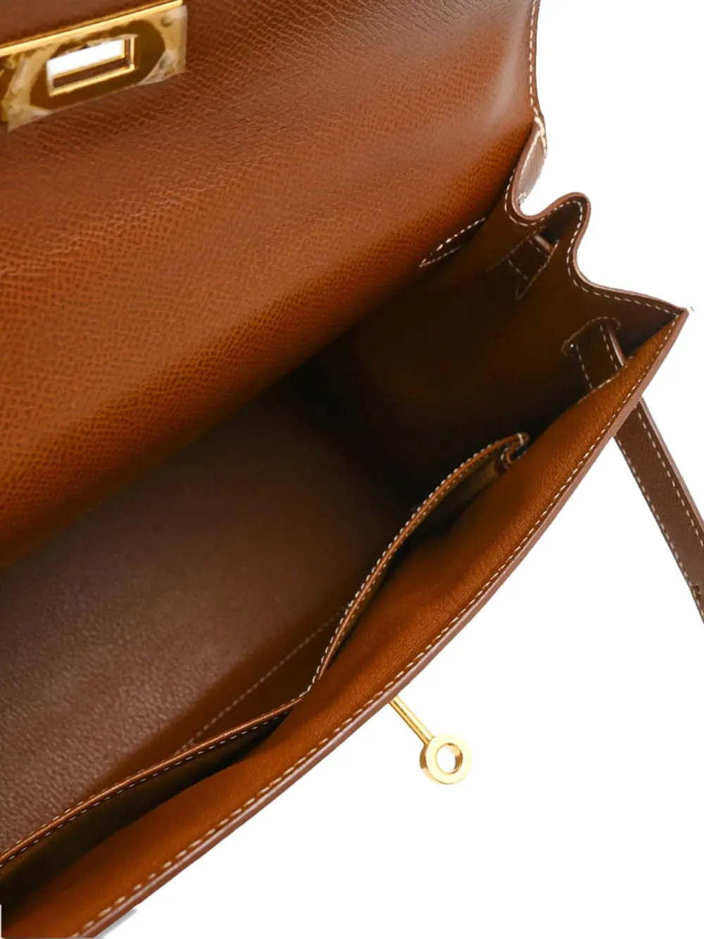 Pre-owned Hermes 2003 Kelly 28 Sellier Two-way Handbag In Brown