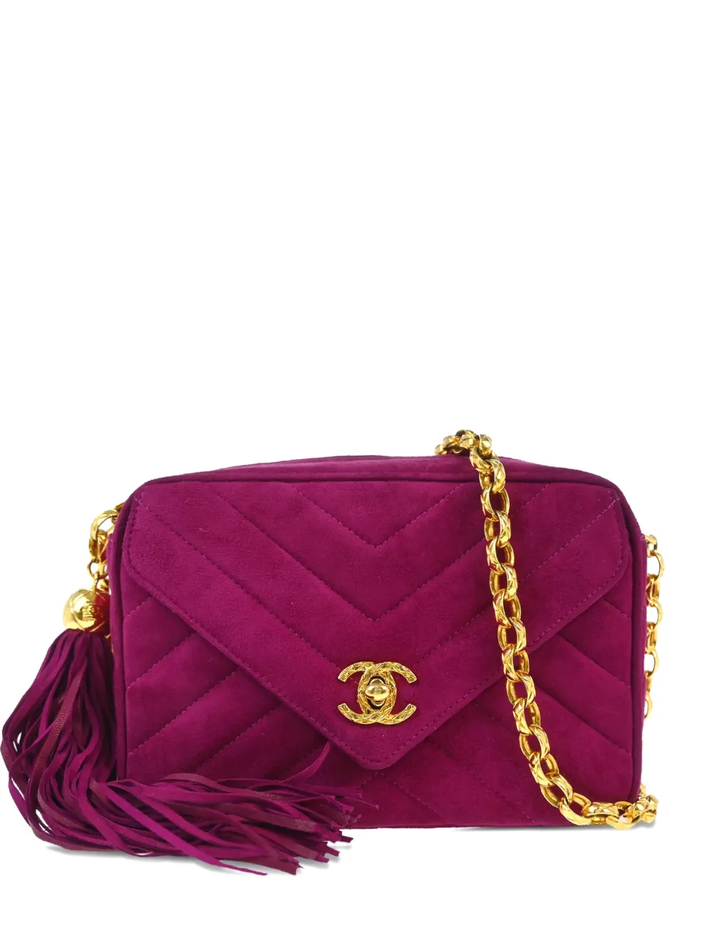 CHANEL Pre-Owned 1992 V-stitch quilted mini bag | Purple | Image 1