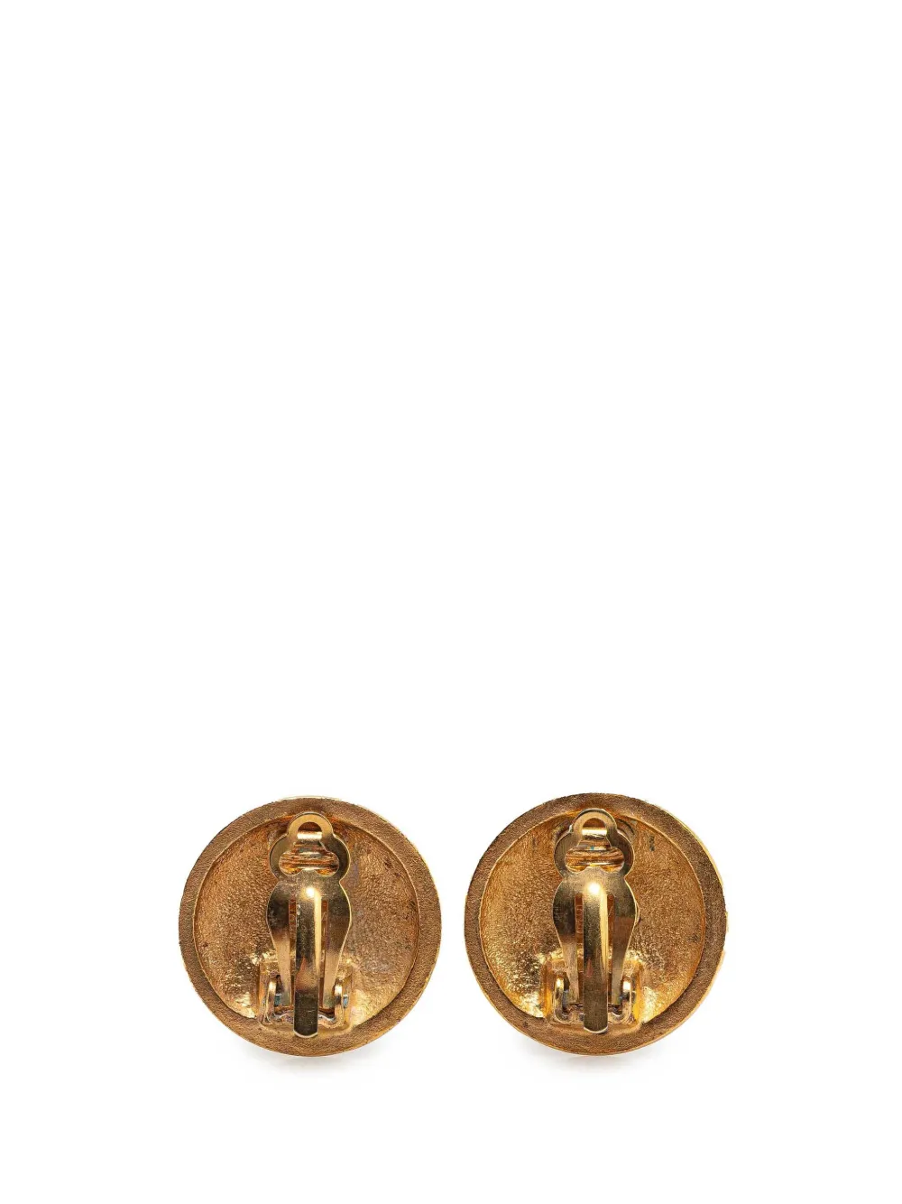 Pre-owned Chanel 1995 Gold Plated Quilted Cc Clip On Earrings Costume Earrings