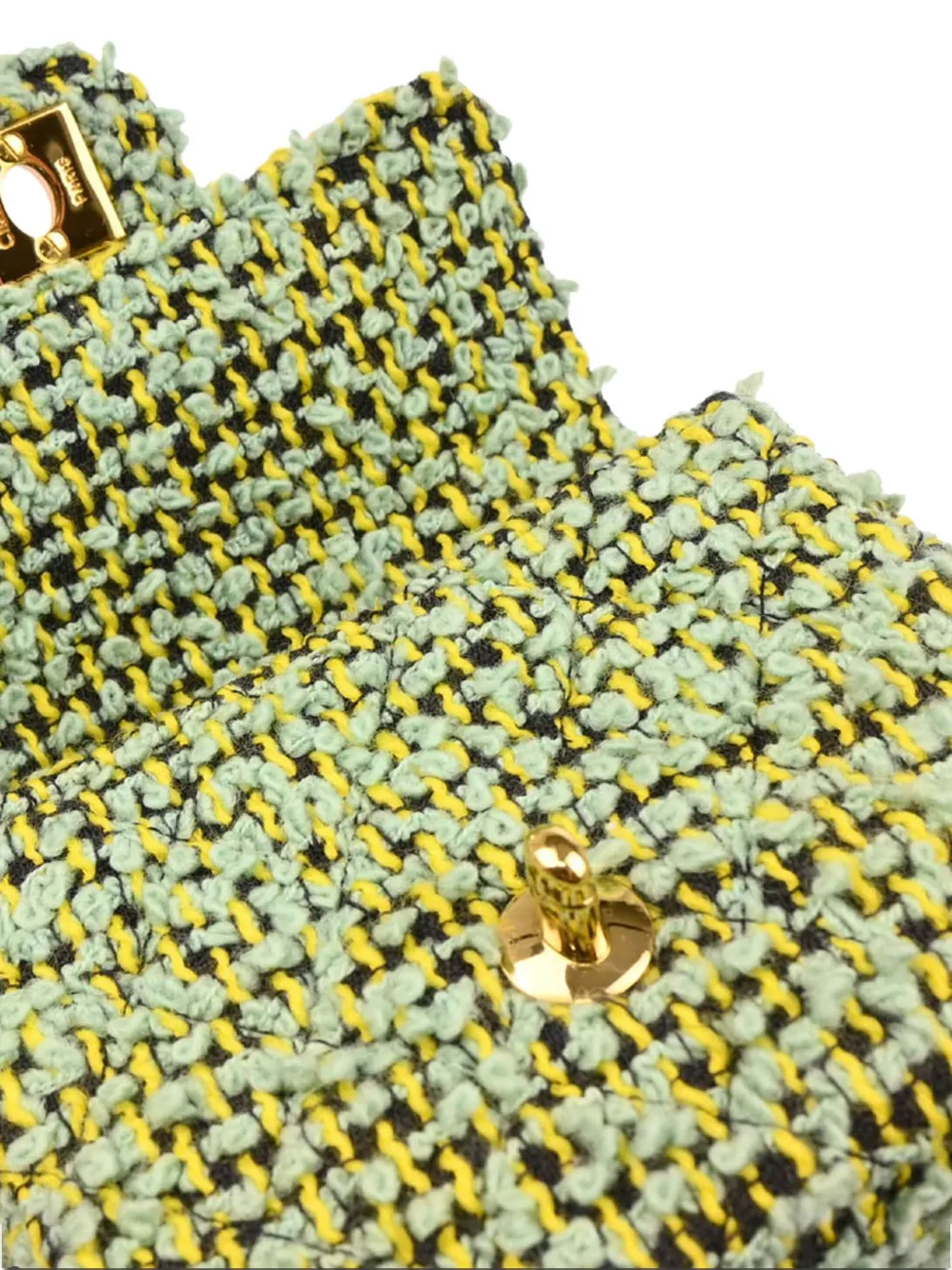 Pre-owned Chanel 1992 Micro Tweed Kelly Handbag In Green