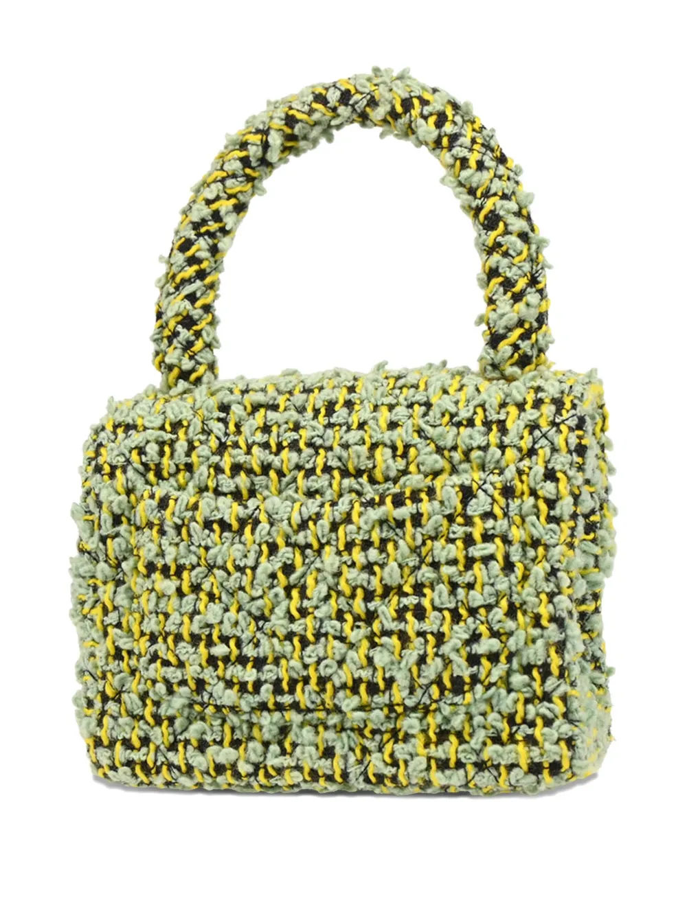 Pre-owned Chanel 1992 Micro Tweed Kelly Handbag In Green