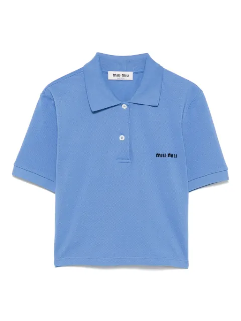 Miu Miu polo crop à logo imprimé