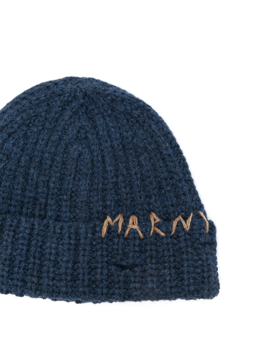 Marni logo-embroidered beanie - Blauw