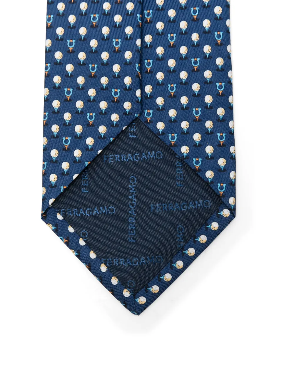 Ferragamo Stropdas met geometrische print Blauw