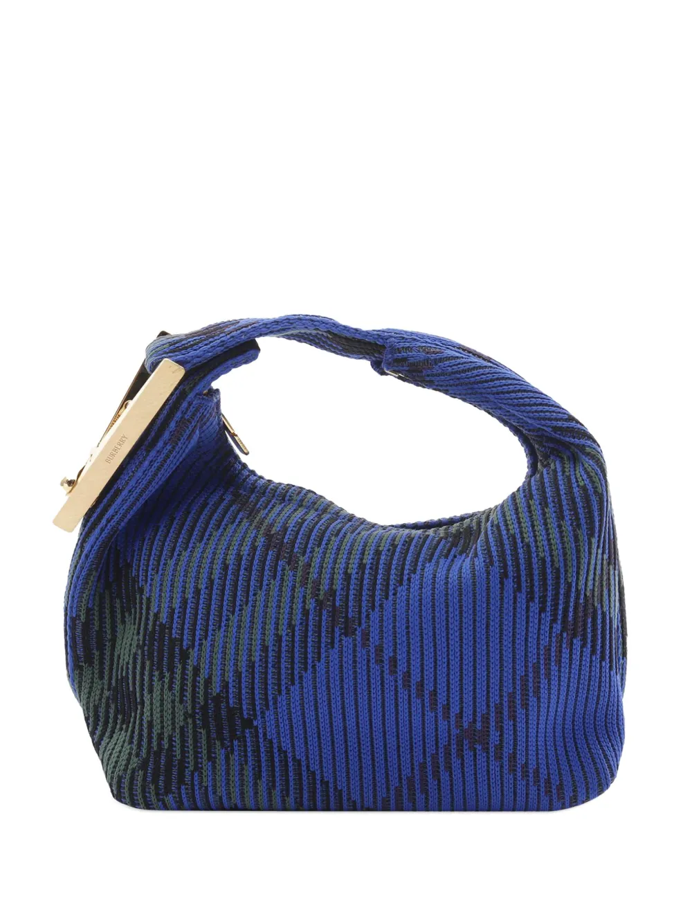 Pre-owned Burberry 2023-2024 Mini Nova Check Knit Peg Duffle Bag Handbag