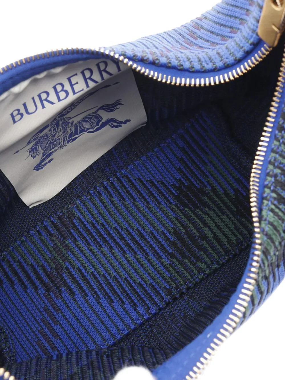 Pre-owned Burberry 2023-2024 Mini Nova Check Knit Peg Duffle Bag Handbag
