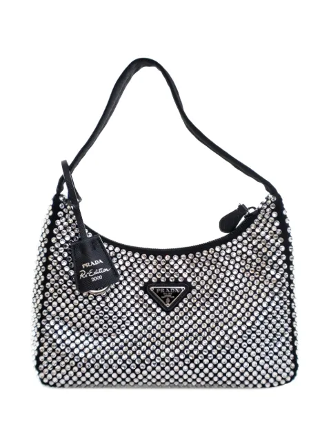 Prada Pre-Owned 2019-2025 Mini Satin Crystal Re-Edition 2000 shoulder bag
