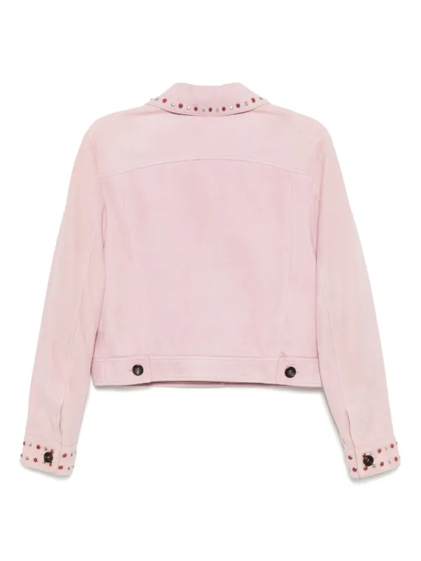 Miu Miu Pre-Owned Suede Studded Jacket | Pink | FARFETCH