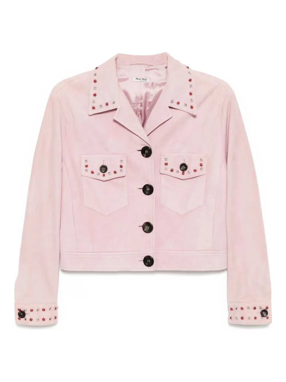 Miu Miu Pre-Owned suede studded jacket | Pink | Image 1