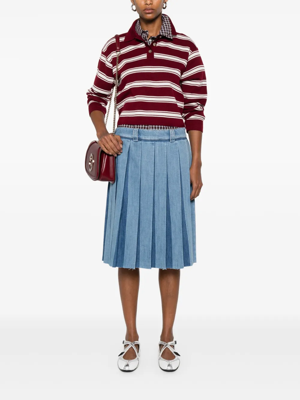 Miu Geplooide denim rok Blauw