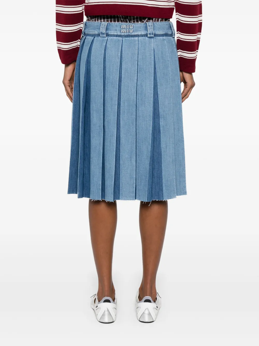 Miu Geplooide denim rok Blauw