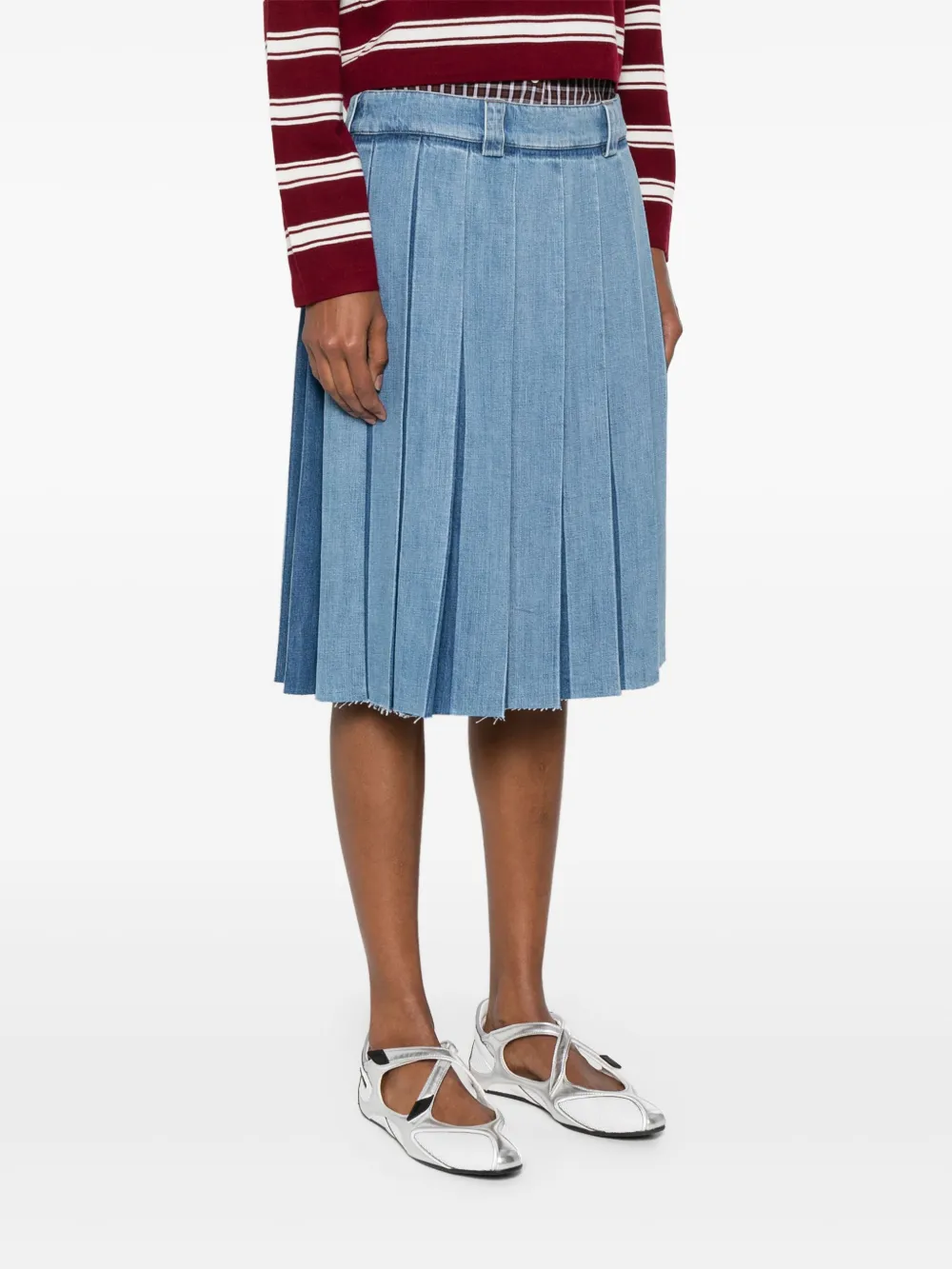 Miu Geplooide denim rok Blauw