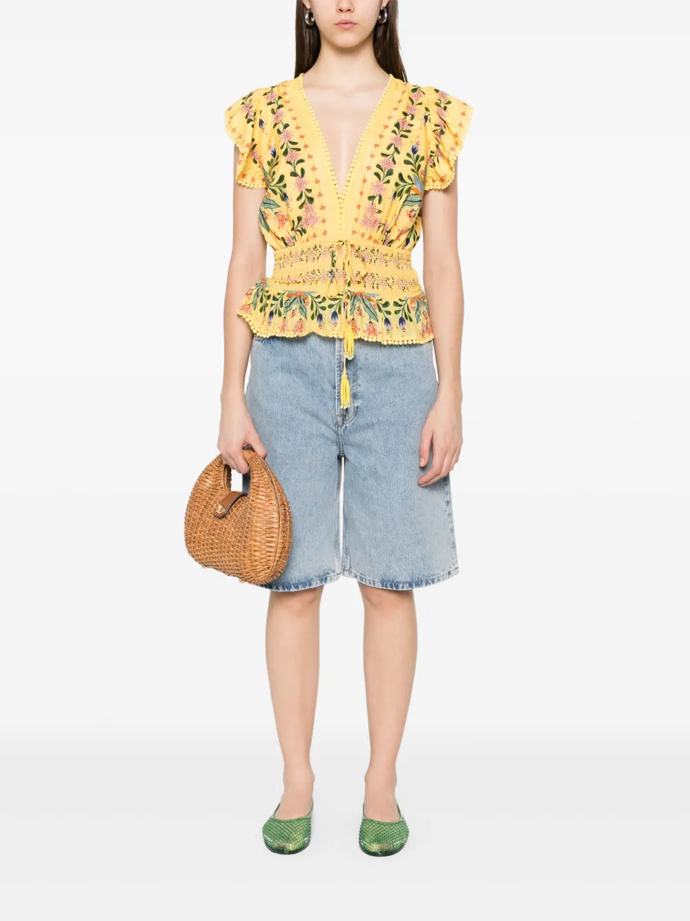 FARM Rio floral-print blouse - Geel