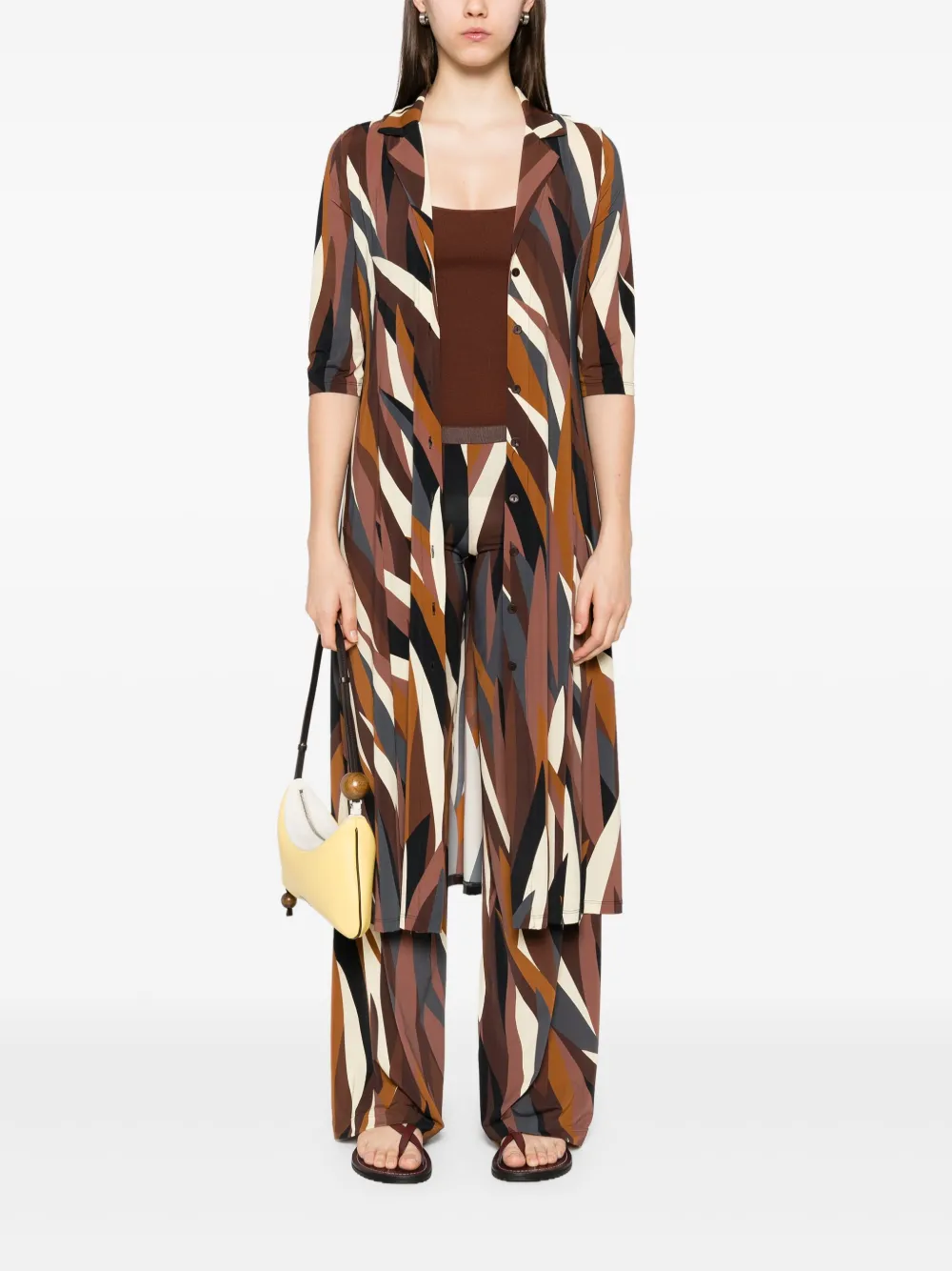 Siyu Jurk met abstracte print - Bruin