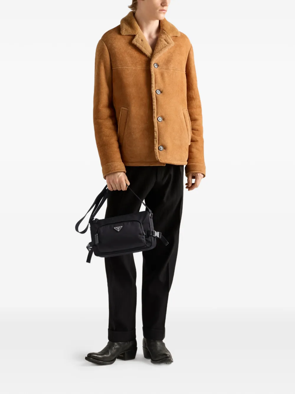 Prada Re-Nylon medium crossbodytas Zwart