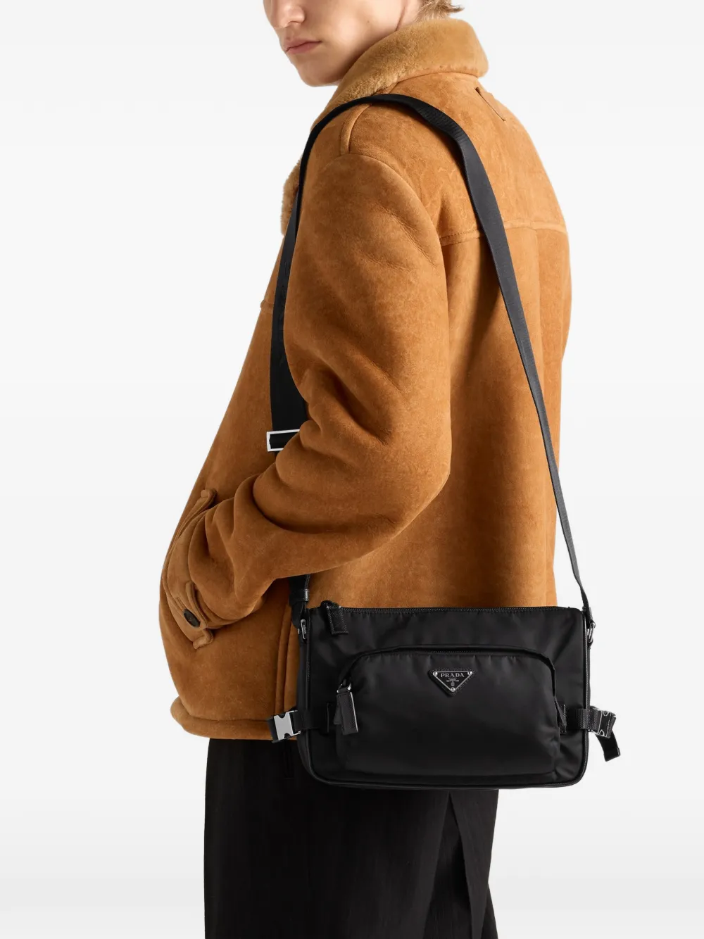 Prada Re-Nylon medium crossbodytas Zwart