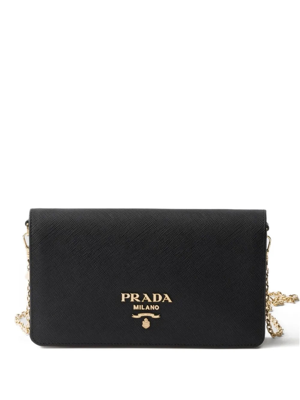 Prada Black Brand-plaque Mini Saffiano-leather Cross-body Bag