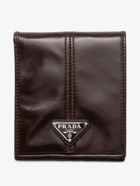 Prada logo-plaque leather wallet