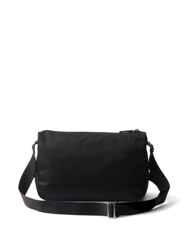 Prada Large Re-nylon And Saffiano Leather Shoulder Bag | Black