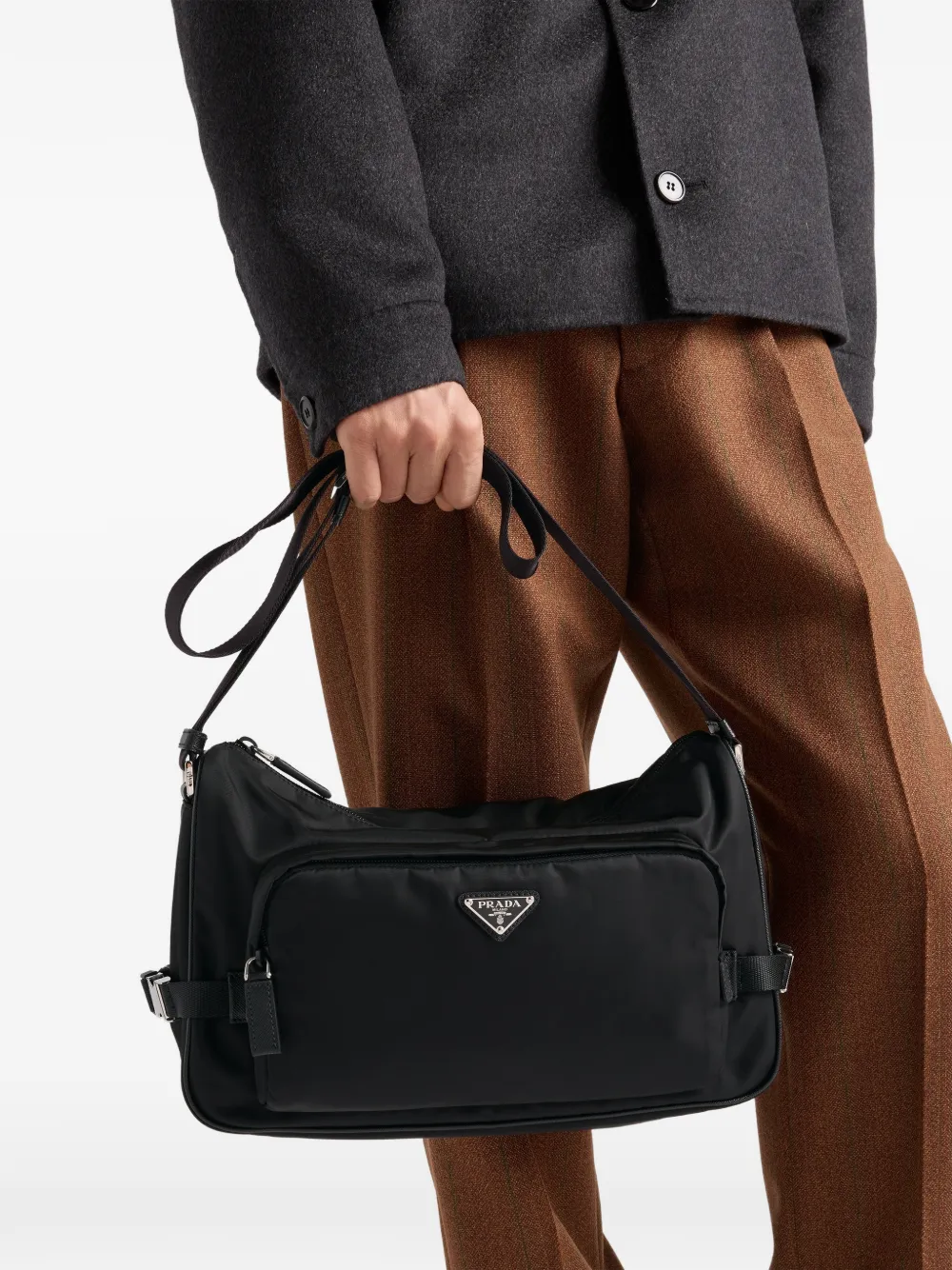 Prada Re-Nylon grote messengertas Zwart