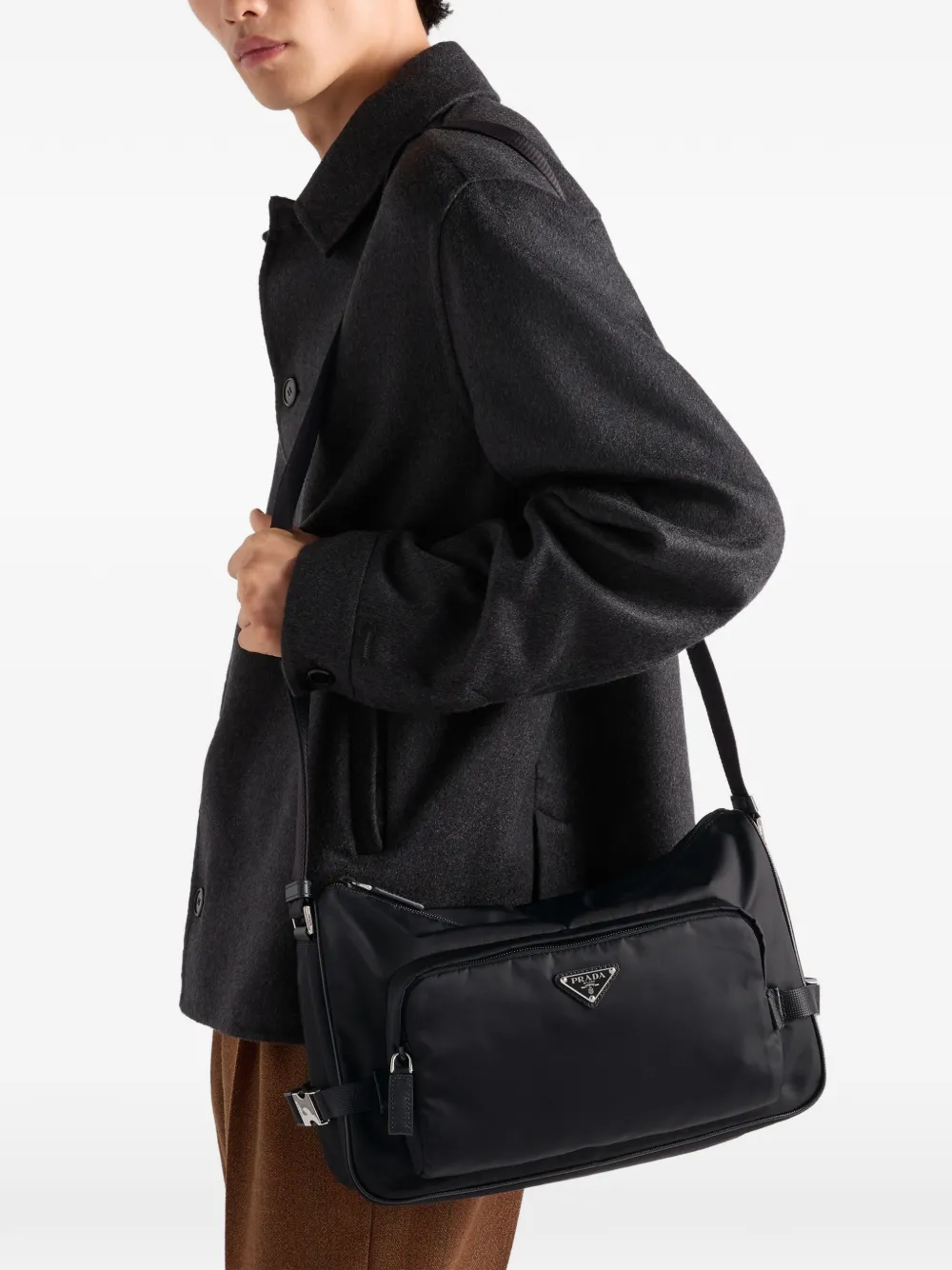 Prada Re-Nylon grote messengertas Zwart