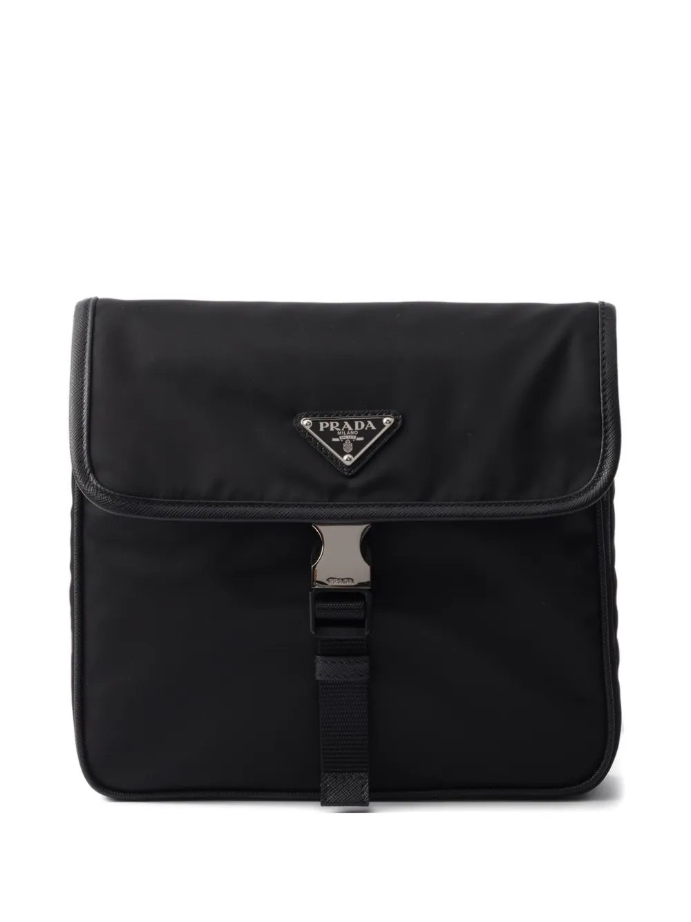 Prada logo-plaque messenger bag - Nero