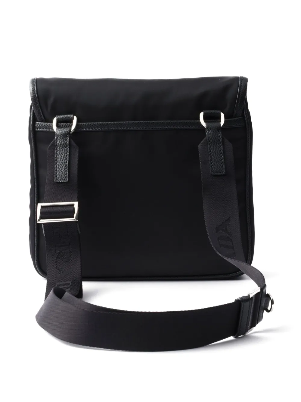 Prada logo-plaque messenger bag - Zwart