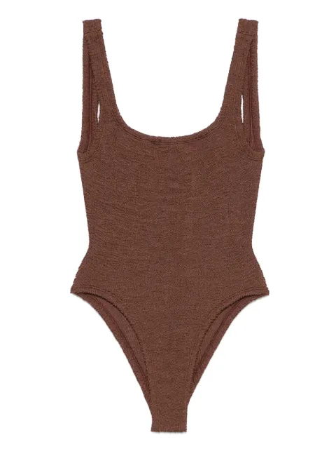 Hunza G square-neck crinkle-effect swimsuit