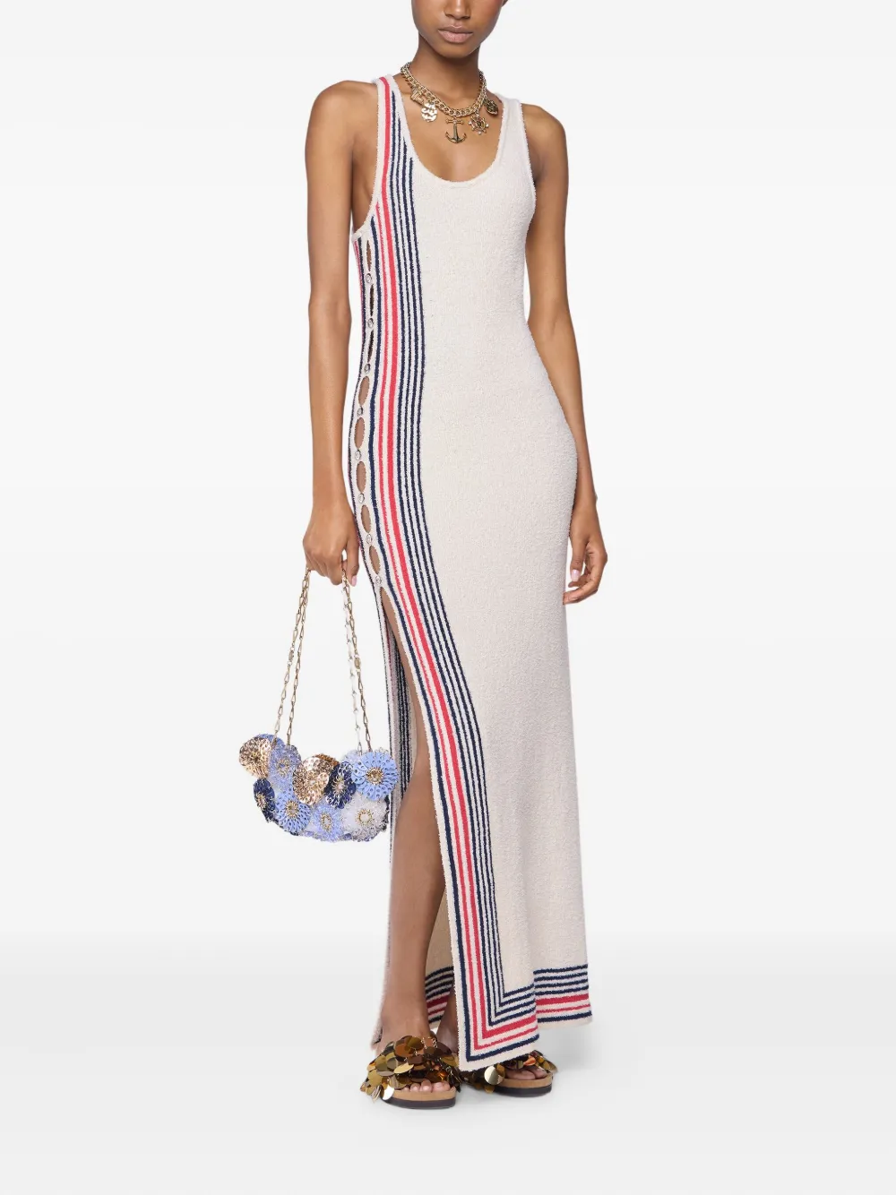 Rabanne striped sleeveless maxi dress - Beige