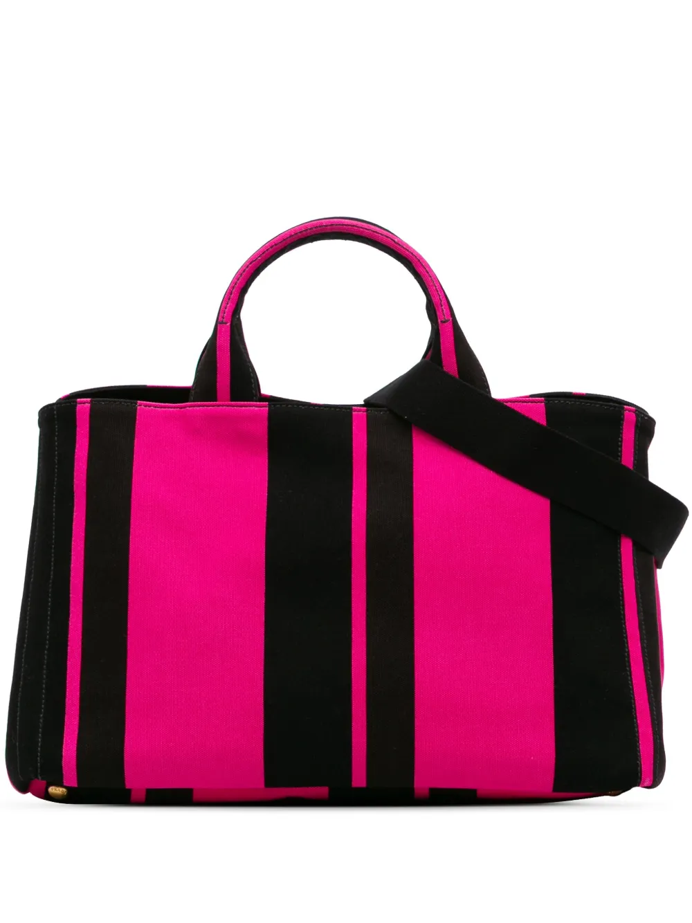 Prada Pre-Owned 2000-2024 Large Canvas Stripe Canapa satchel | Pink | Image 1