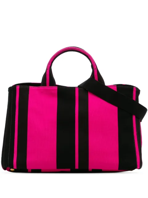 Prada Pre-Owned 2000-2024 Large Canvas Stripe Canapa satchel