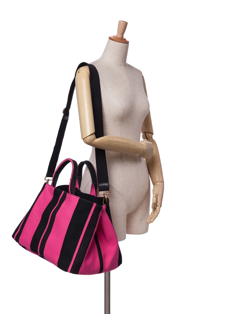 Prada Pre-Owned 2000-2024 Large Canvas Stripe Canapa satchel | Bags | Image 2