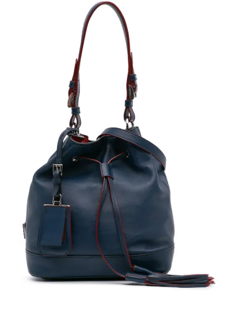 Prada Pre-Owned 2000-2024 Soft Calf Tassel Convertible Drawstring Bucket Bag satchel