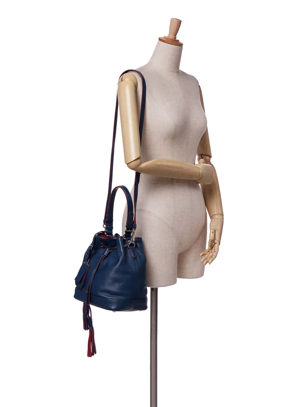 Prada Pre-Owned 2000-2024 Soft Calf Tassel Convertible Drawstring Bucket Bag satchel | Bags | Image 2