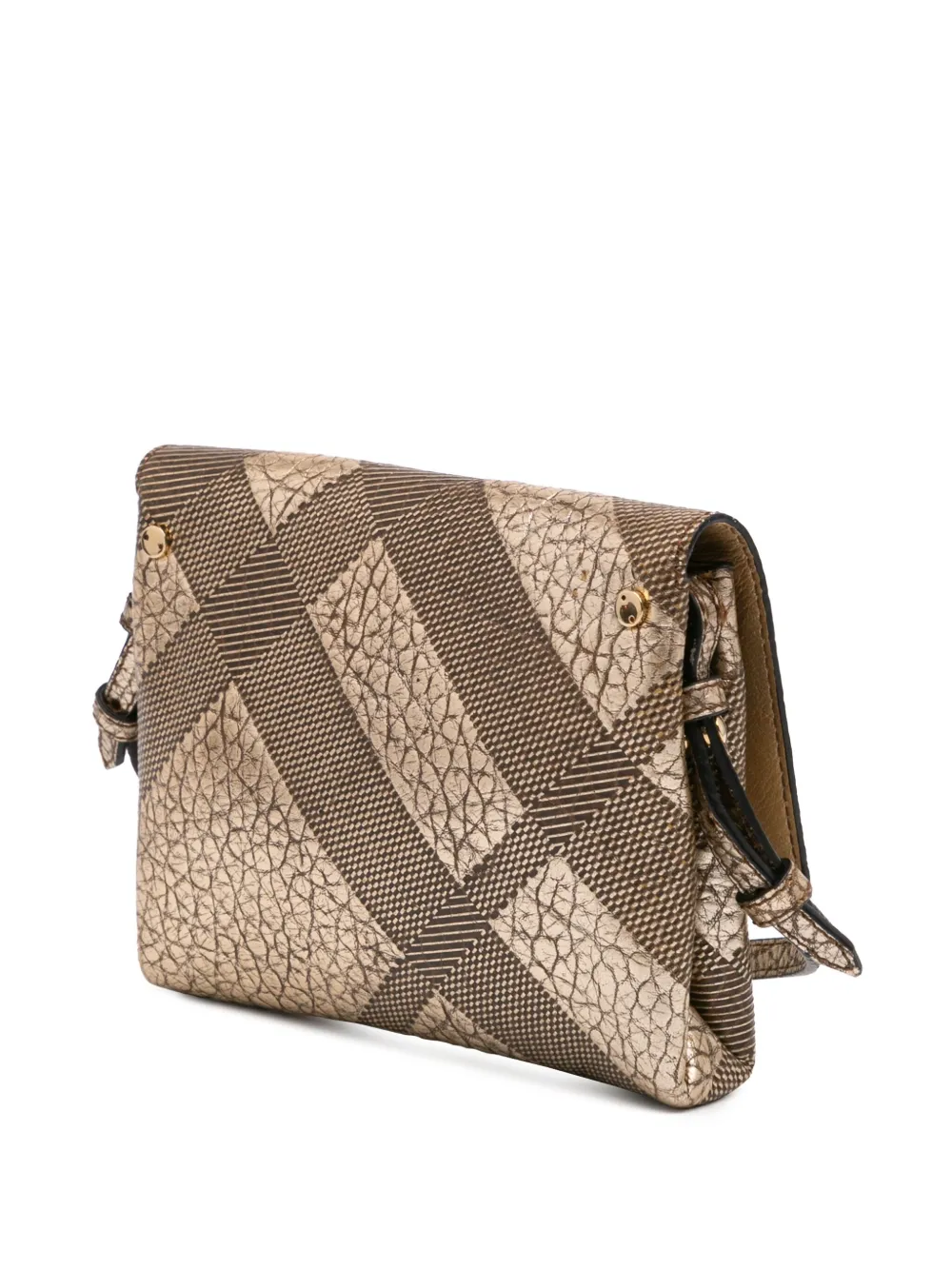 Pre-owned Burberry 2000-2017 Embossed Grain Check Leather Langley Crossbody Bag