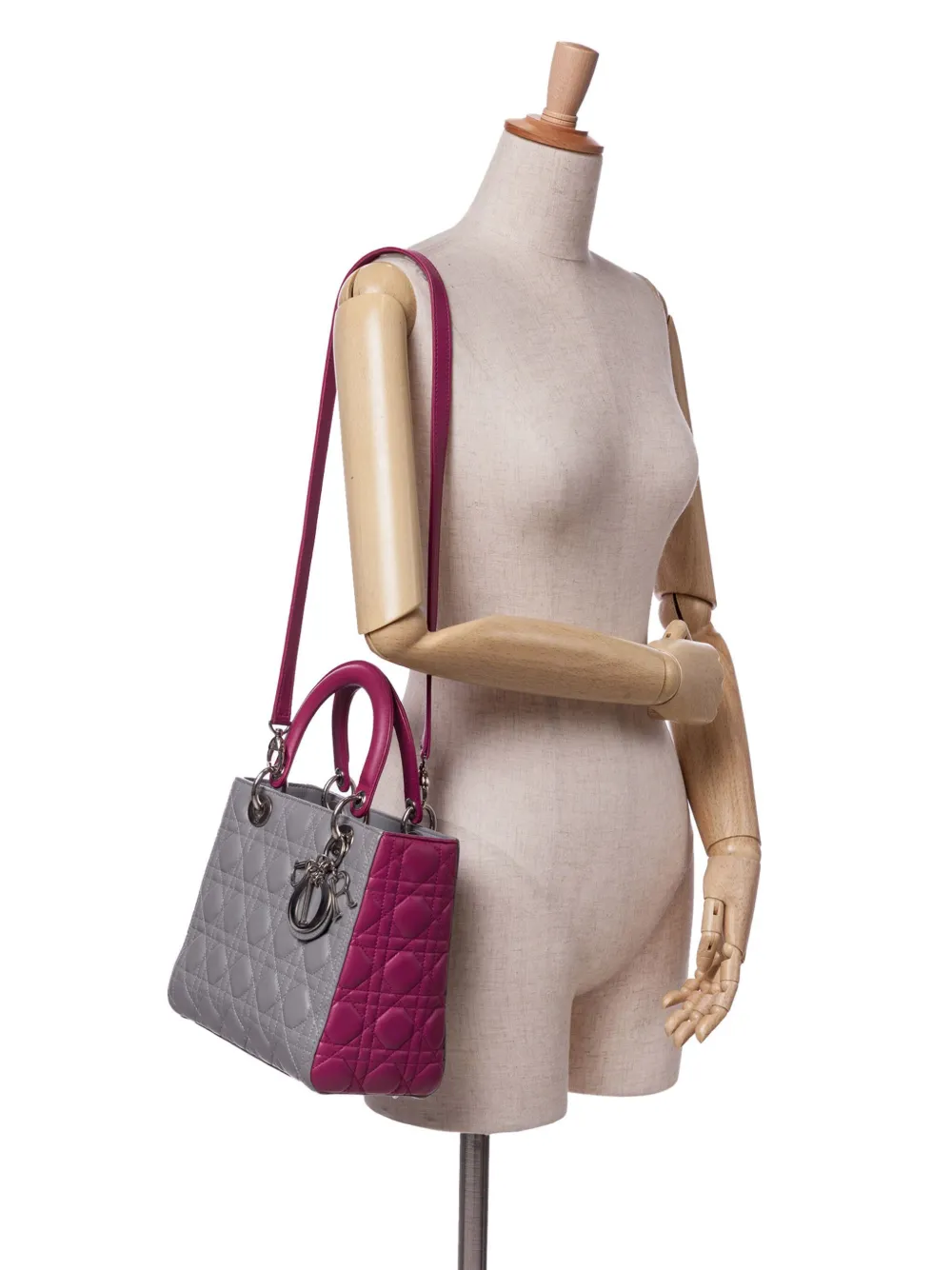 Christian Dior Pre-Owned 2014 Medium Bicolor Lambskin Cannage Lady Dior satchel | Pre-Owned | Image 2