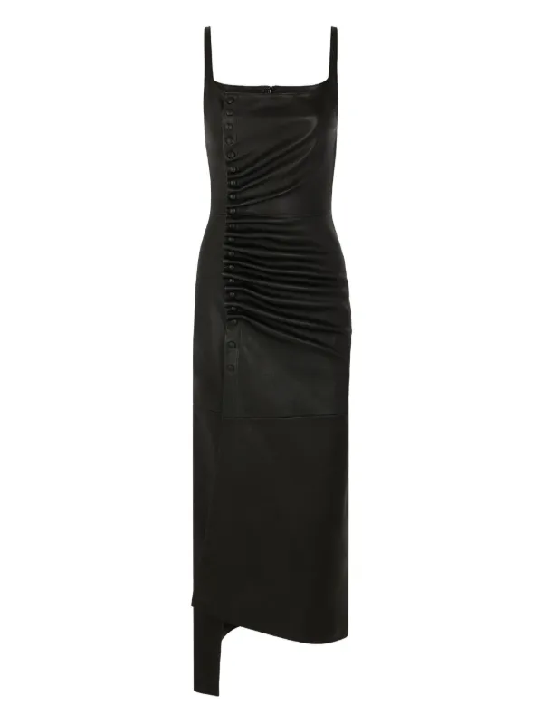 Rabanne Ruched Midi Dress in Black