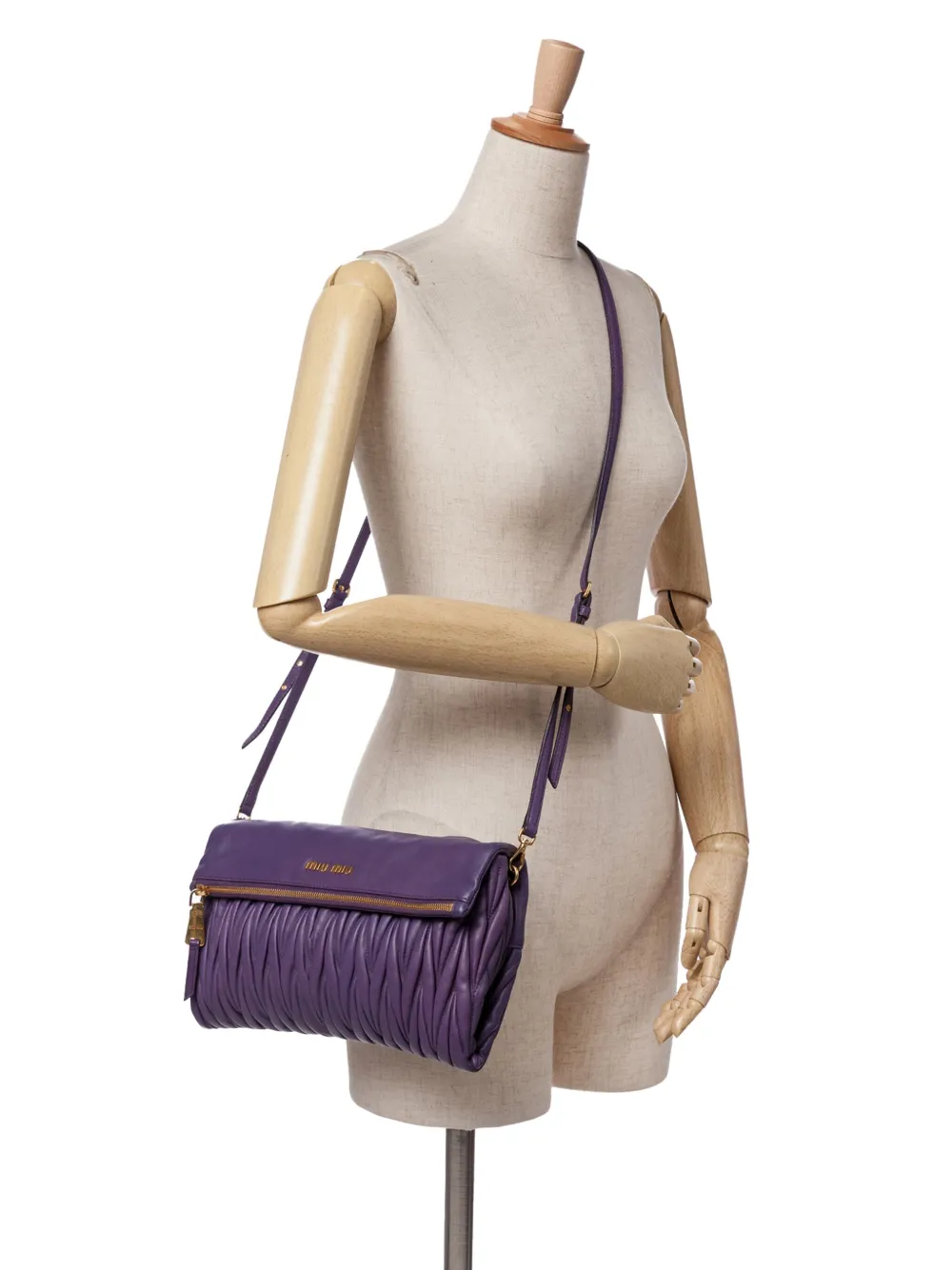 Miu Miu Pre-Owned 2010-present Matelasse Nappa Leather Zip Fold Over crossbody bag | Pre-Owned | Image 2