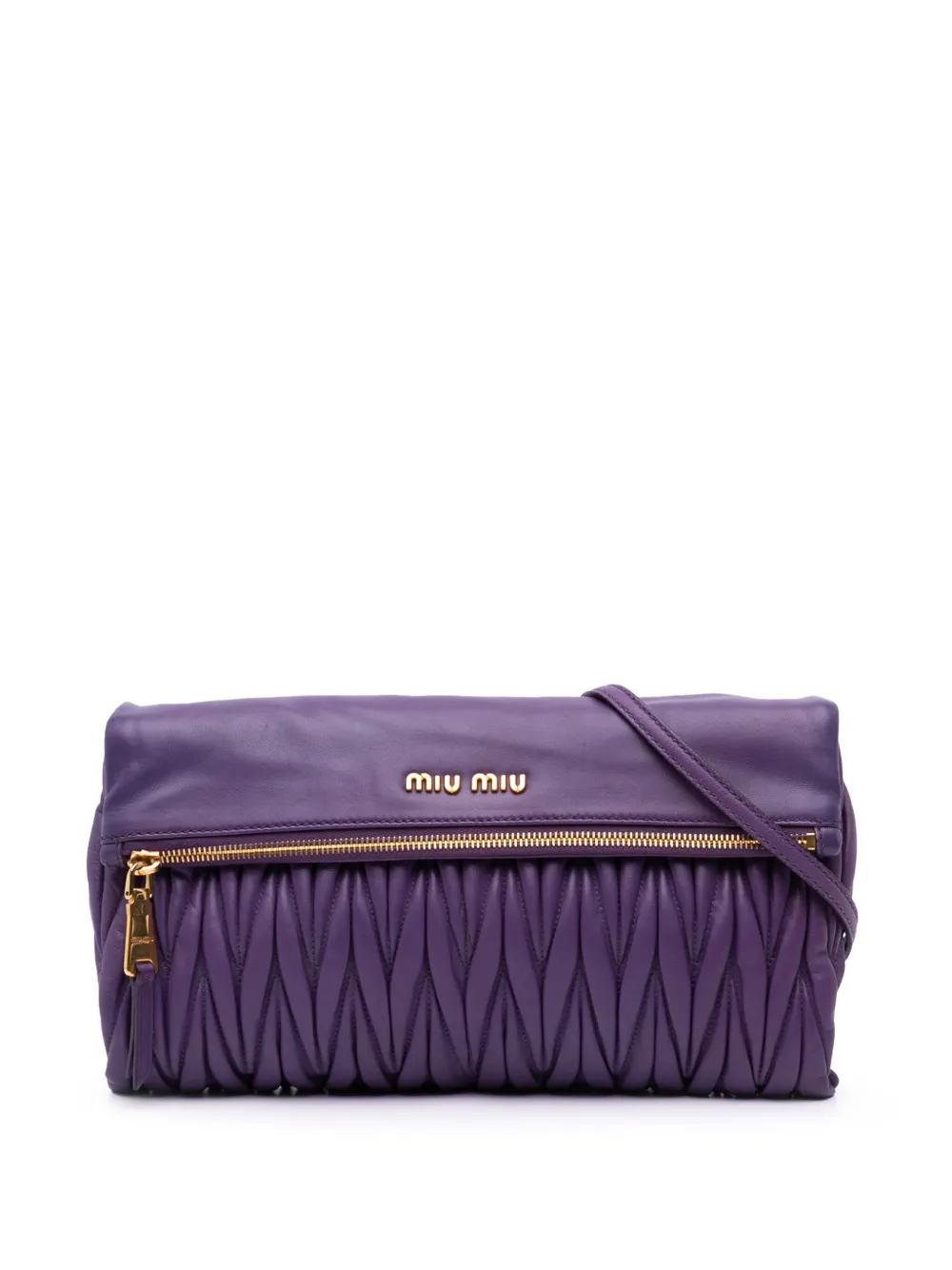 Pre-owned Miu Miu 2010-present Matelasse Nappa Leather Zip Fold Over Crossbody Bag