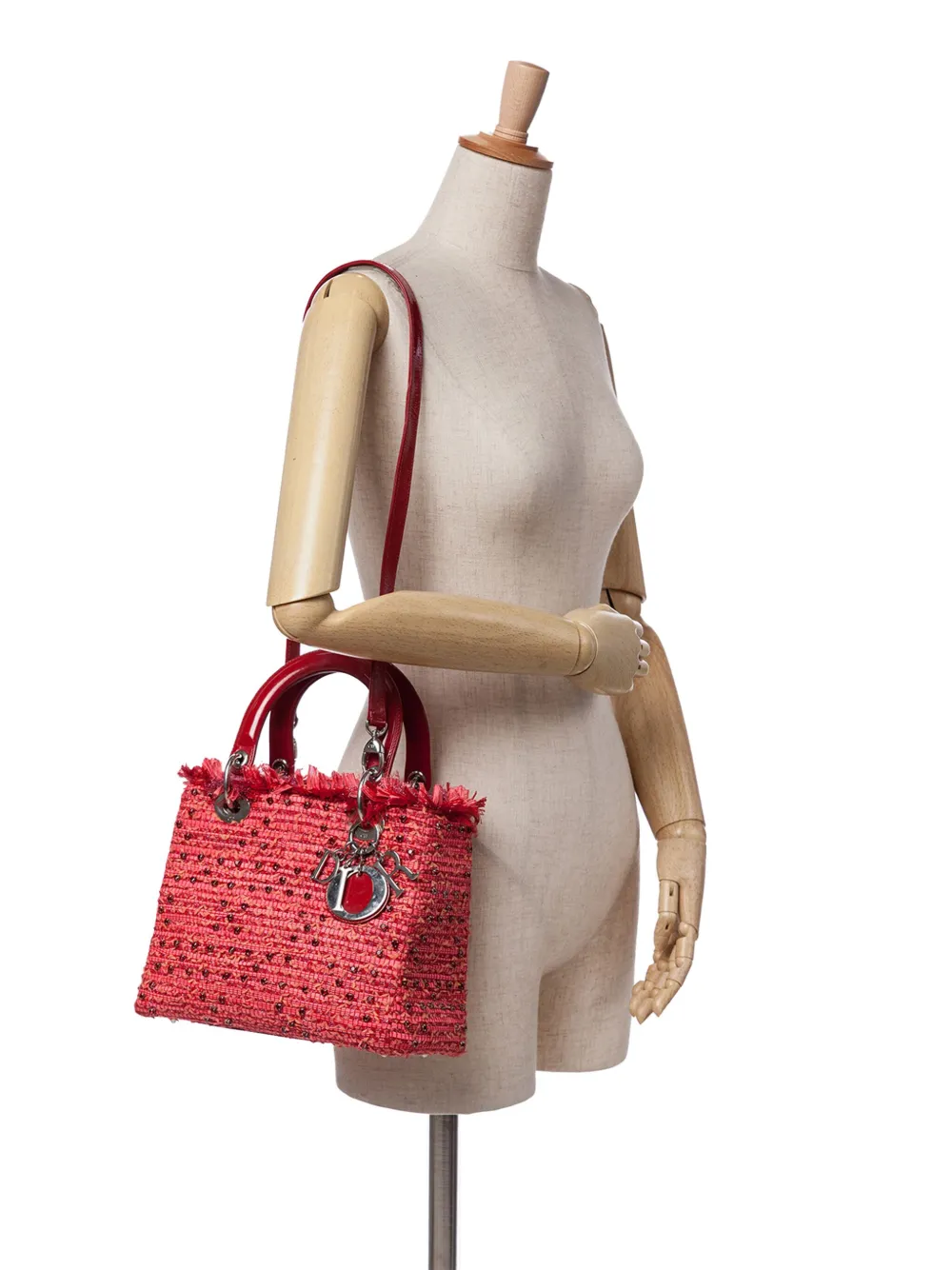 Christian Dior Pre-Owned 2012 Medium Tweed Fringe Rhinestone Lady Dior satchel | Pre-Owned | Image 2