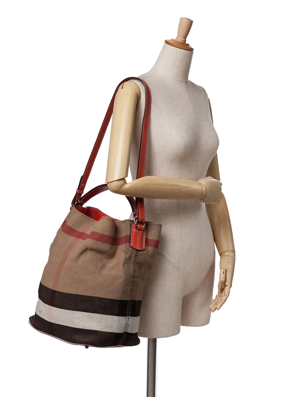 Burberry Pre-Owned 2000-2017 Medium Mega Check Canvas Ashby Bucket Bag satchel | Pre-Owned | Image 2