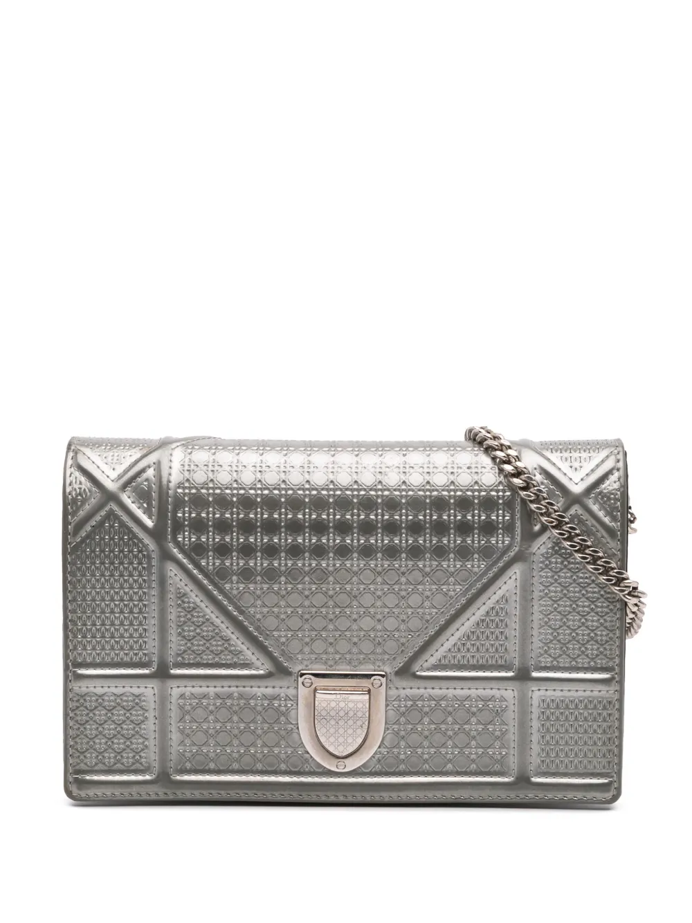 Christian Dior Pre-Owned 2017 メタリック パテント マイクロカナージュ ディオラマ ウォレットオンチェーン Christian Dior Pre-Owned 2017 メタリック パテント マイクロカナージュ ディオラマ ウォレットオンチェーン