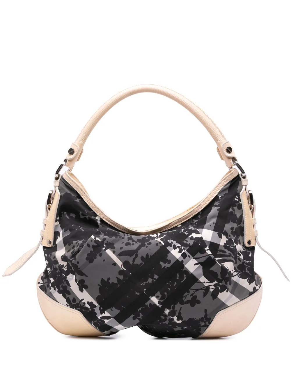 Pre-owned Burberry 2000-2017 Floral Beat Check Nylon Foley Hobo Bag