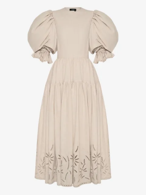 ANOUKI puffed sleeve embroidered maxi dress