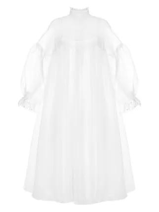 open lace back dress Strapless Layered Organza Midi Dress in white – Bella Galvan main image 0
